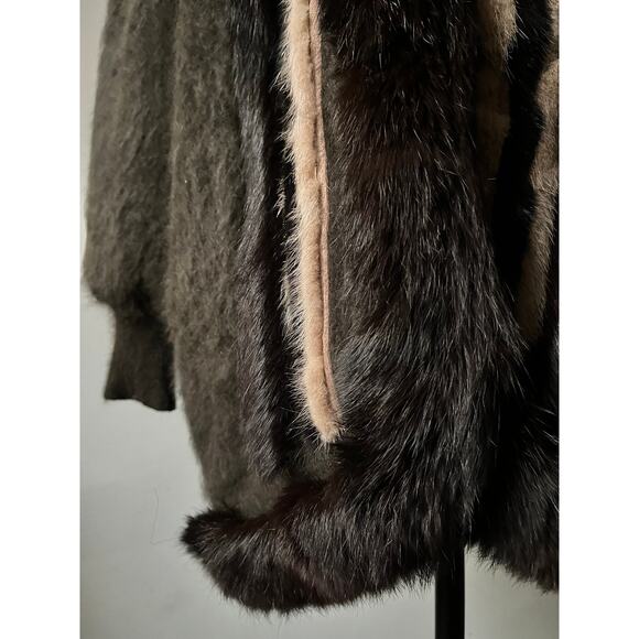 Vintage 80s Belldini Rabbit Fur Wool Sweater Jacket | Oversized Fur Coat |Size L - Picture 5 of 10